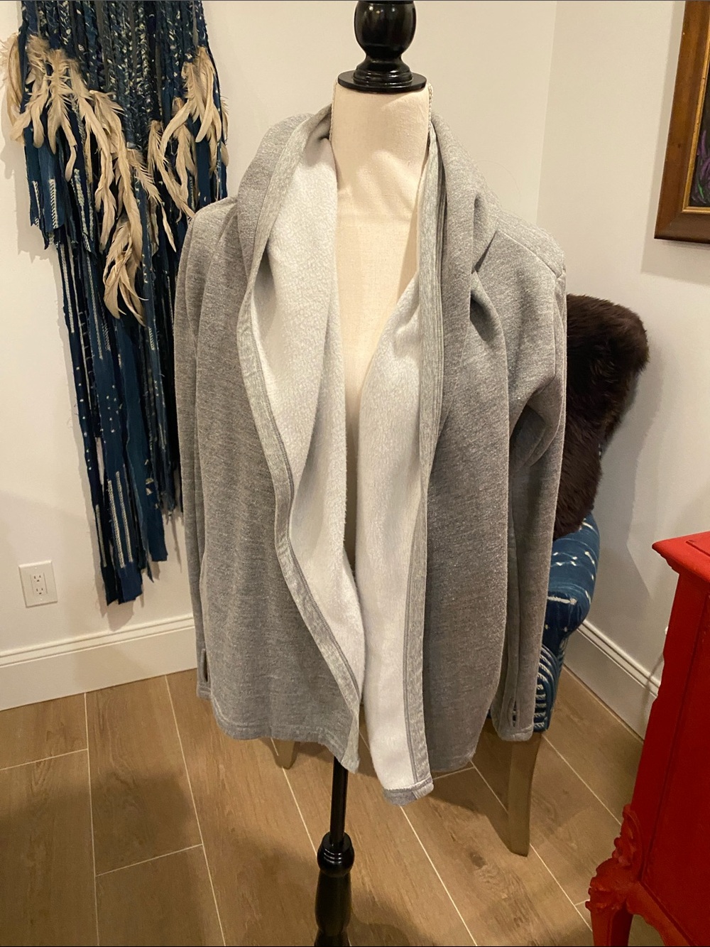 Hard Tail Heather Gray Open-Front Hoodie